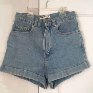 American apparel light wash denim mom shorts